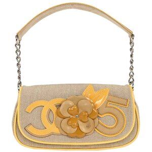 Chanel Yellow Canvas Camellia No.5 CC Handbag 154988